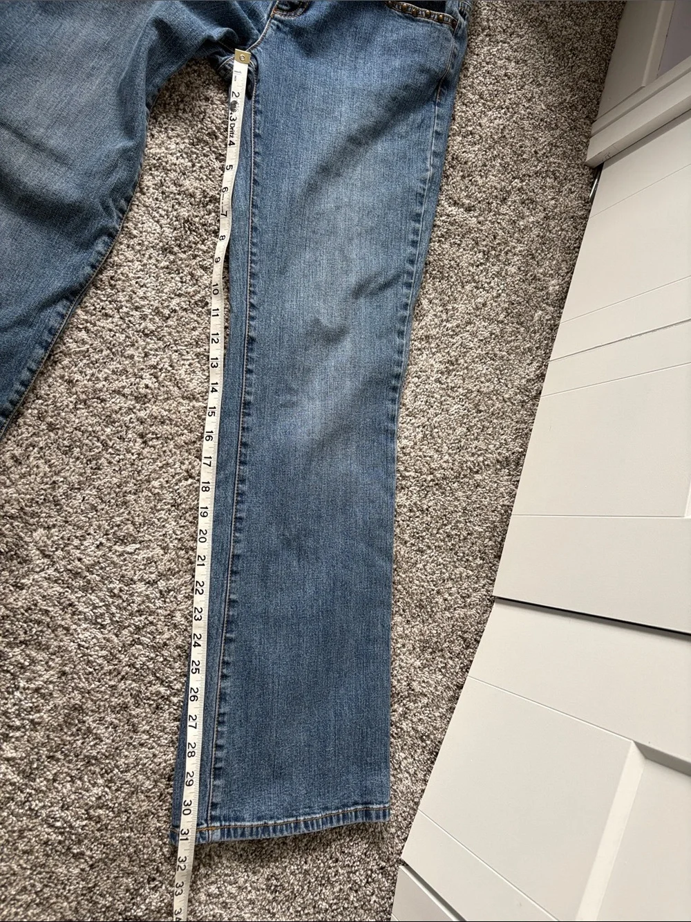Michael‎ Kors Women's Blue Bootcut Jeans size 10 Low-rise Studded Cotton Pockets